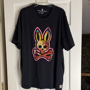 Psycho Bunny Black Tee with Multicolor Bunny Graphic xxl